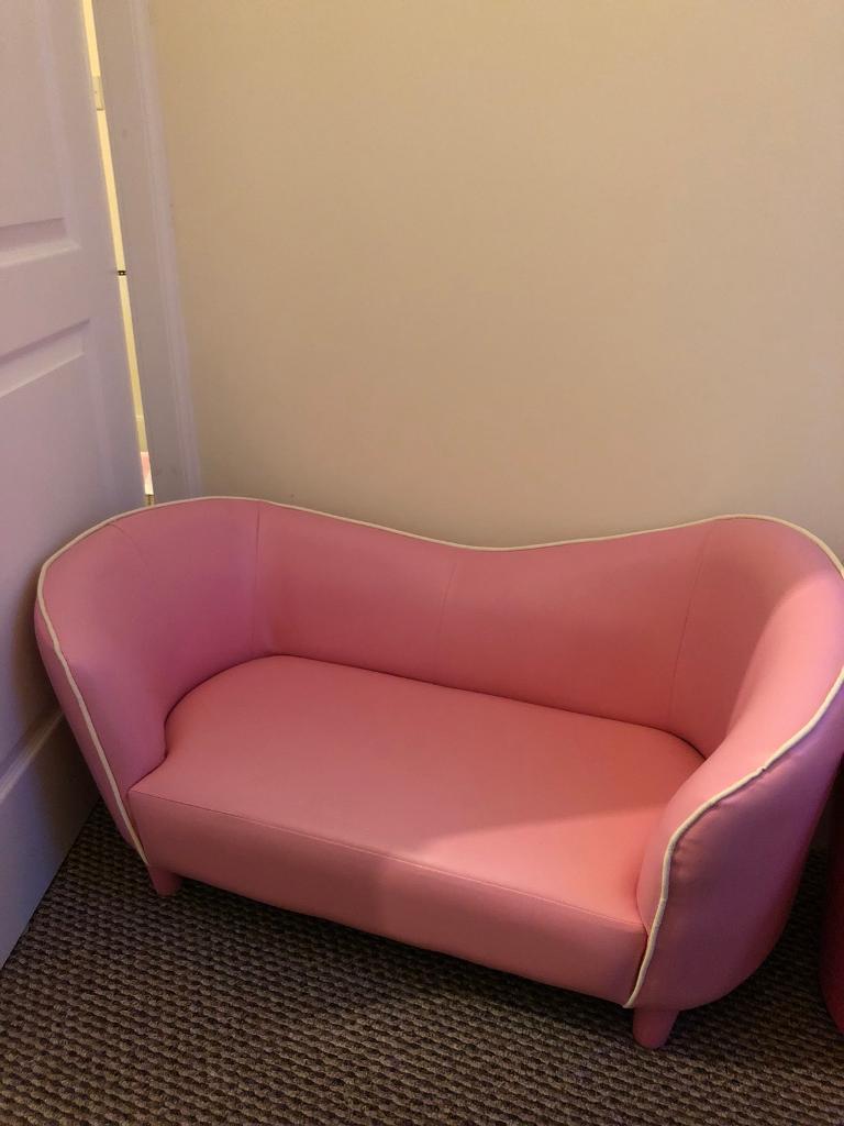 Kids Pink Leather Couch In West Calder West Lothian Gumtree