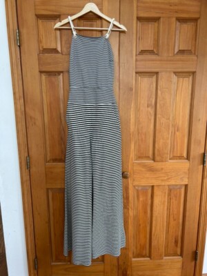 Max Mara Nautical Black and White Striped Halter Jumpsuit Size US 6