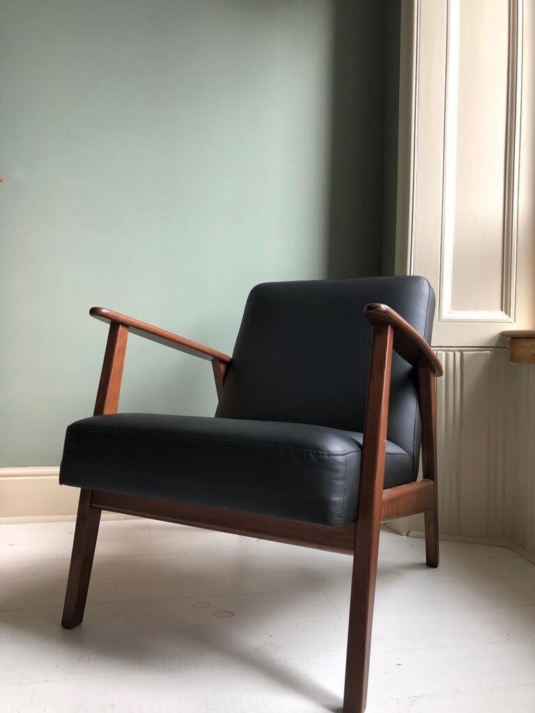 IKEA Ekenäset Armchair Black Leather mid century *SOLD SUBJECT TO