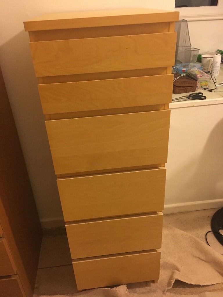 IKEA MALM Chest of 6 drawers, Natural Oak in Ilkeston, Derbyshire