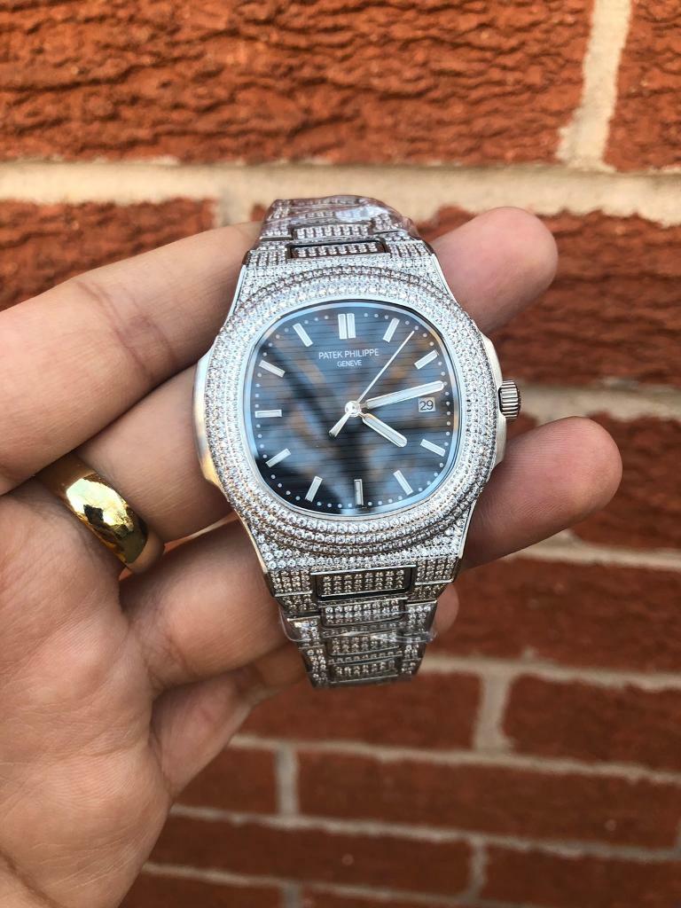 Fully iced out patek diamond philippe automatic Rolex Cartier | in Rotherham, South Yorkshire