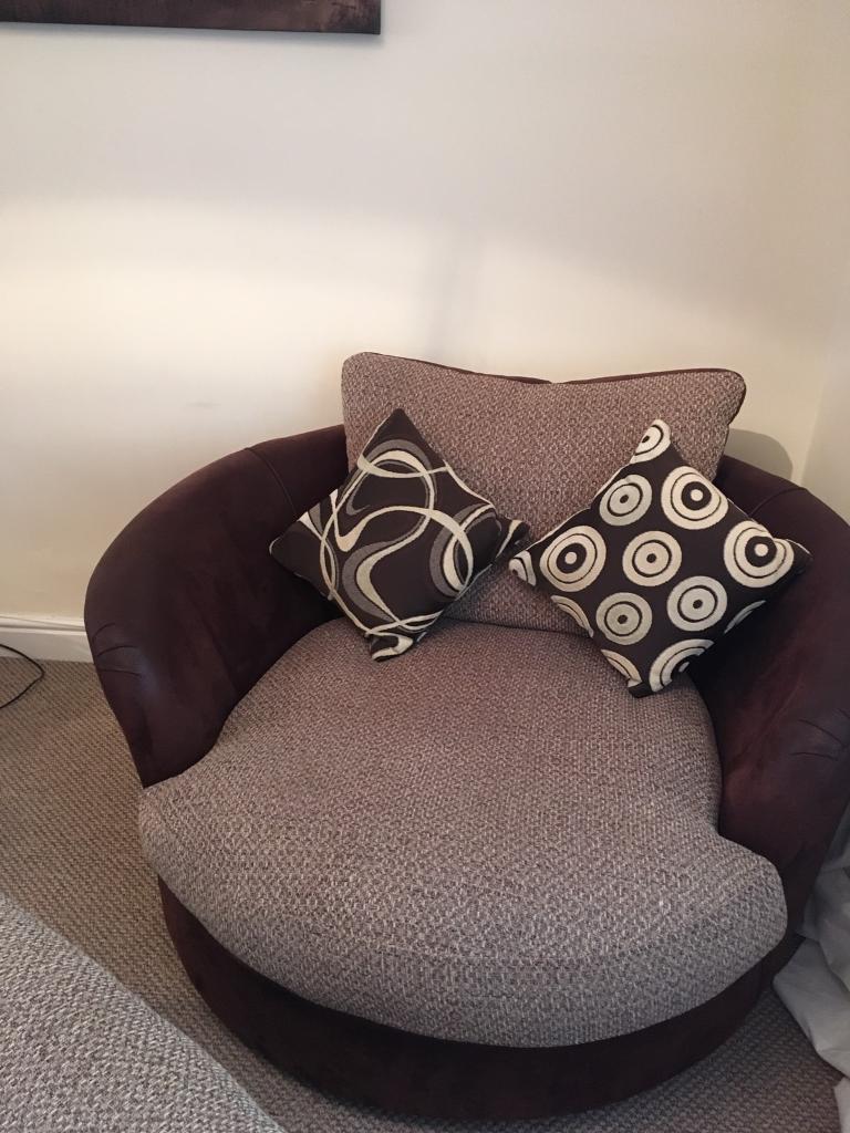 Large DFS Corner Sofa /Love Seat/Armchair/Large Pouffe & a Foot Stool