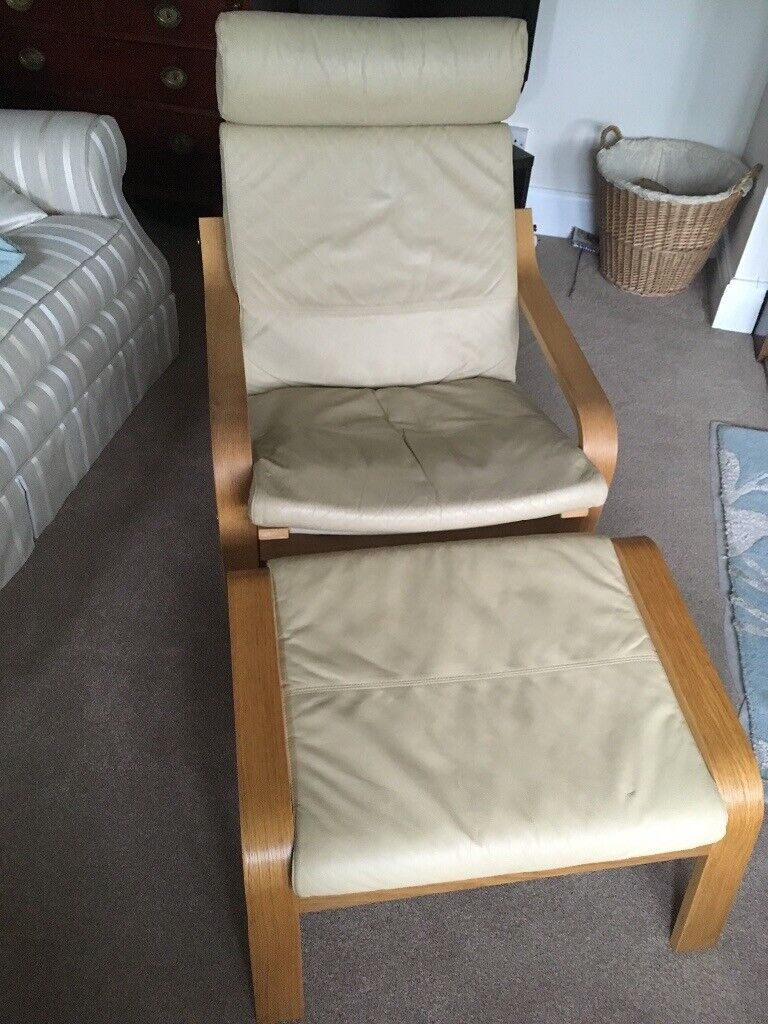 Simple Leather Chair And Footstool Ikea 