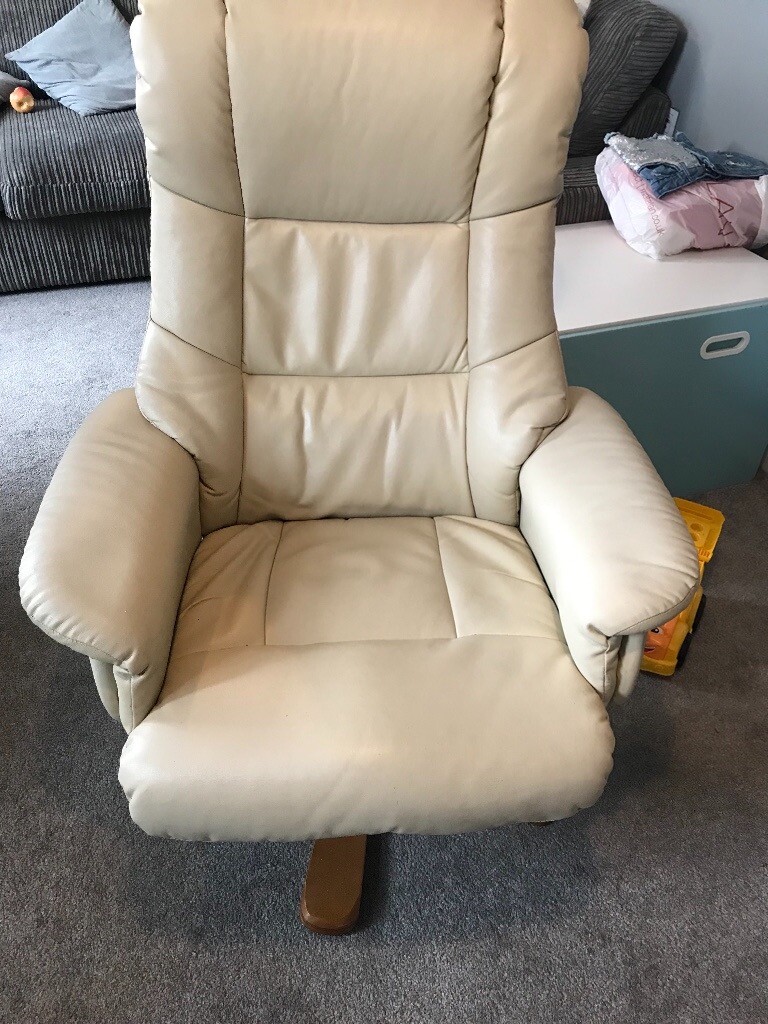 Cream swivel and reclining chair | in Chudleigh, Devon | Gumtree