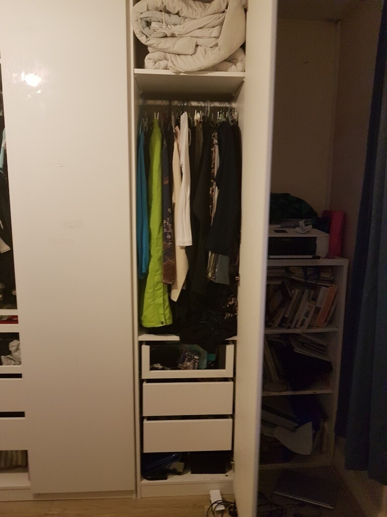 Ikea Single Pax Wardrobe With 2 Shelves And 3 Komplement