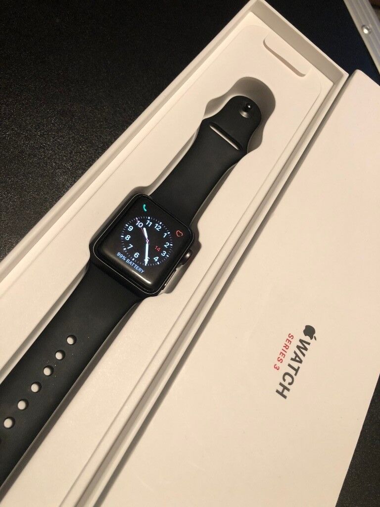 Apple Watch Series 3 (GPS + Cellular), 38mm Space Grey Aluminium Case with Black Sport Band | in