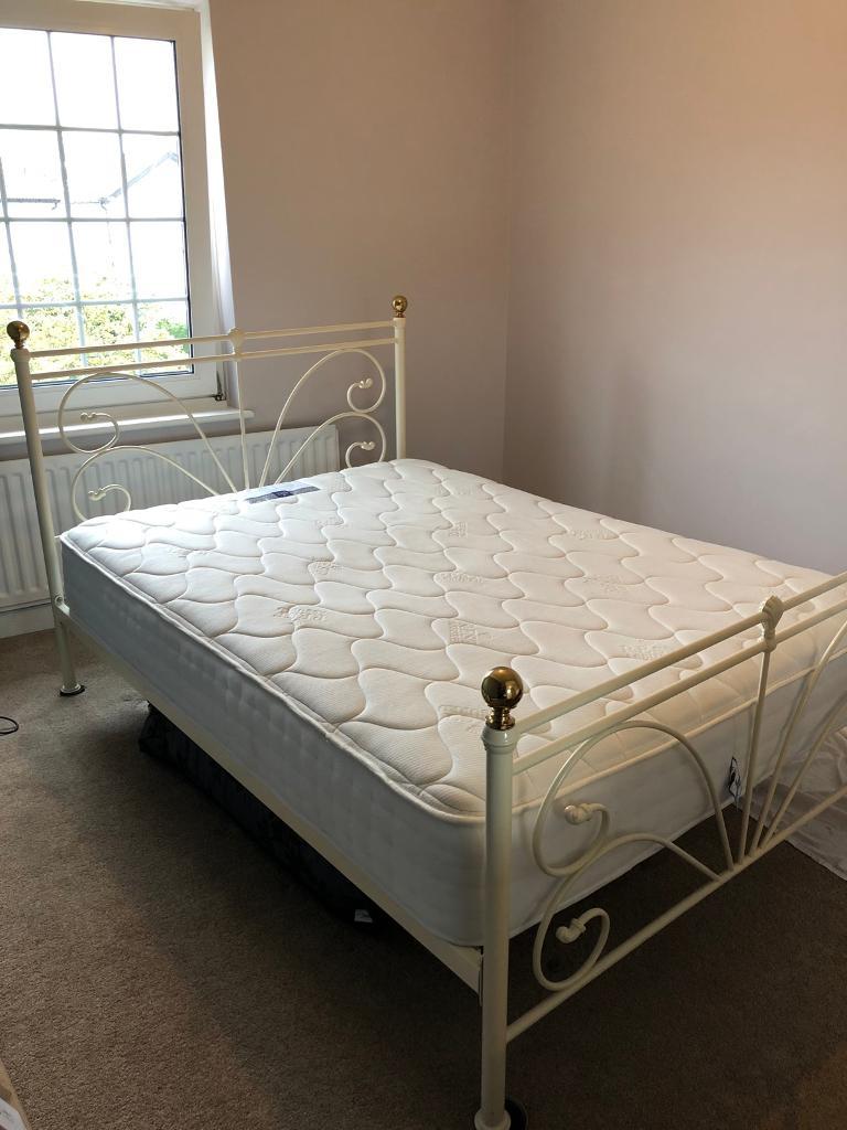 ** SOLD ** Antique white metal double bed frame only in Barton on Sea