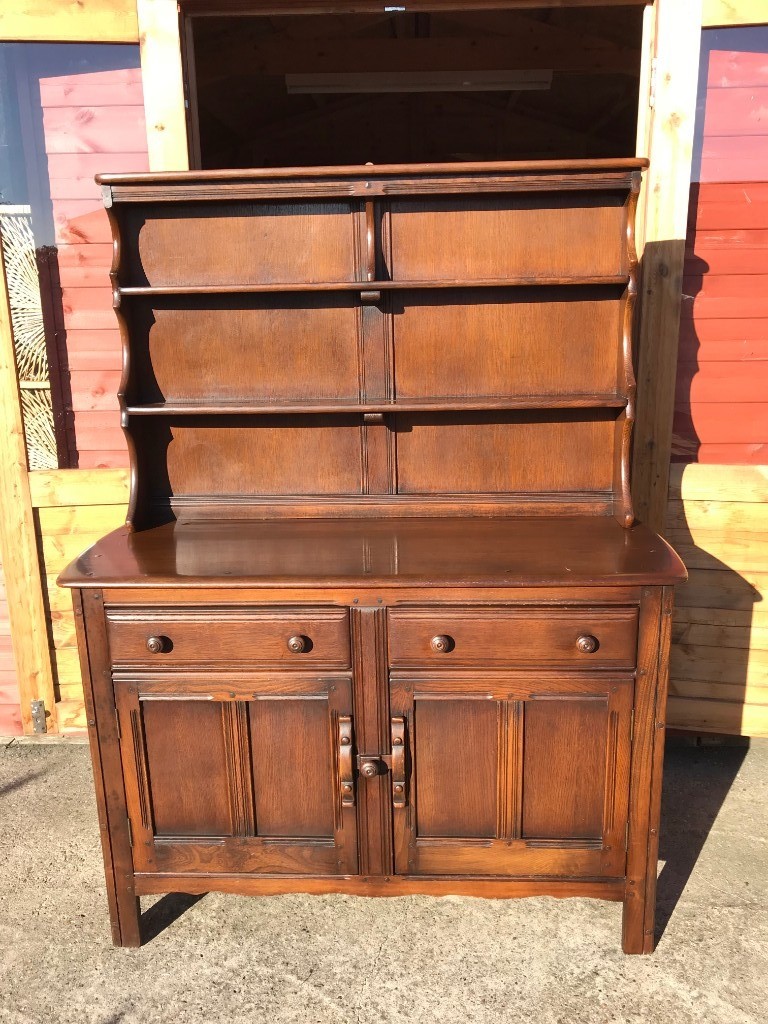 Ercol Welsh Dresser Display Unit With Drawers & Cupboard