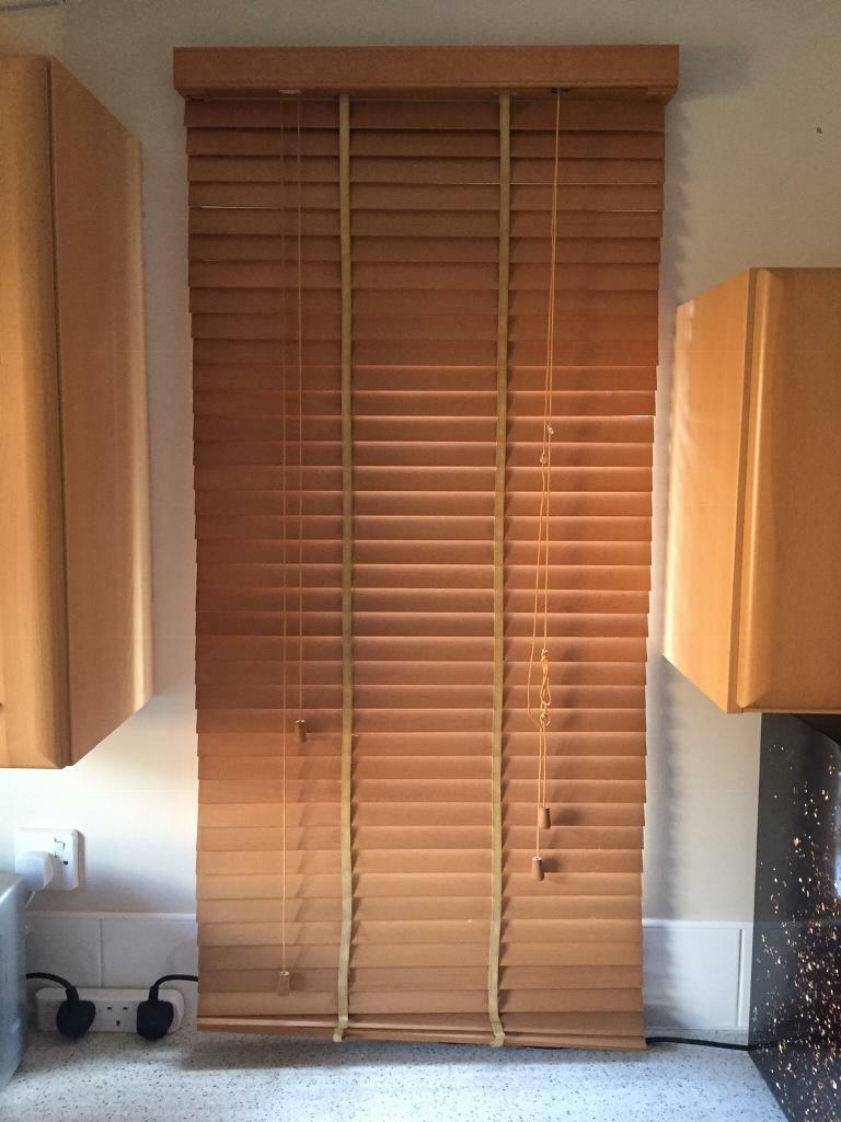 Dark beech wooden blind 120 drop x 60 width in Shard End