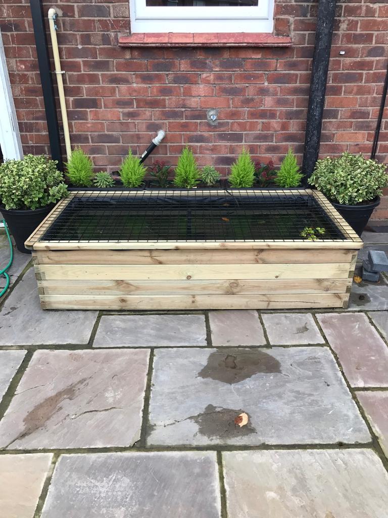 RAISED WOODEN GARDEN PATIO FISH POND PUMP FILTER COVER in Crewe