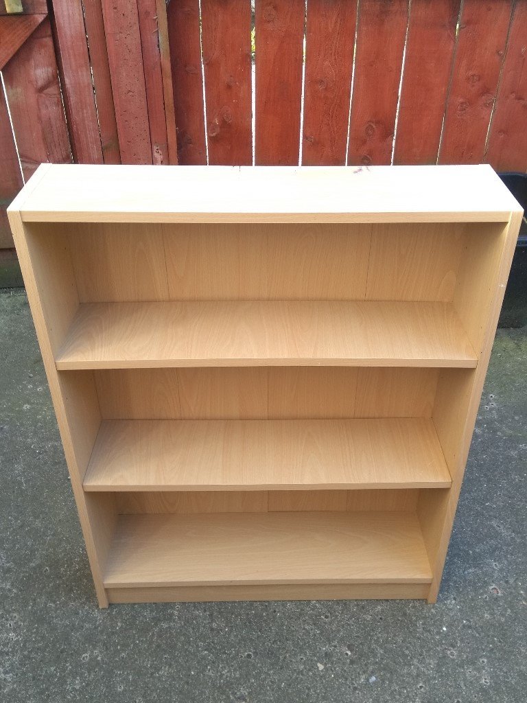 Bookcase 2 Adjustable Shelves Oak Effect Small Book Case 82.5cm x 16