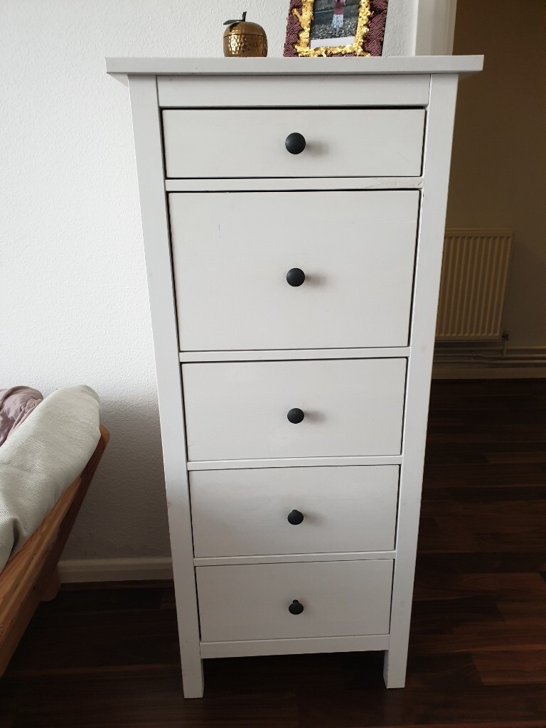 dresser/tallboy 5 drawers white stain 58x40x131 cm IKEA HEMNES range