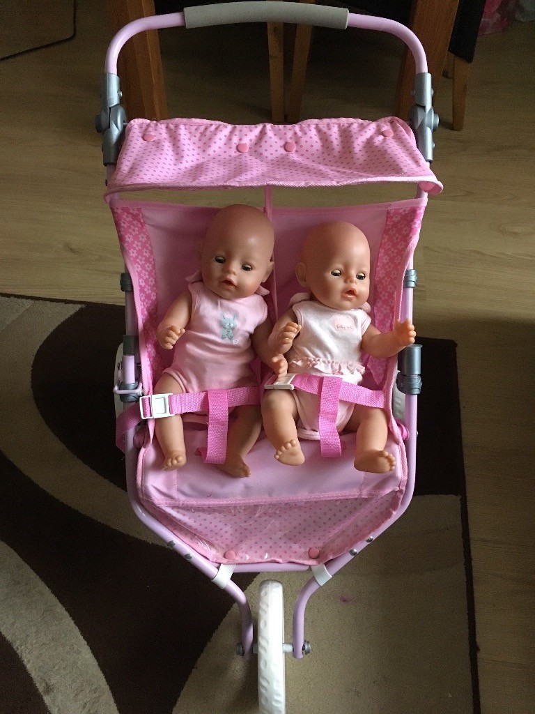 Dolls buggy / prom / 2 dolls ( Baby Born) ,stroller and accessories