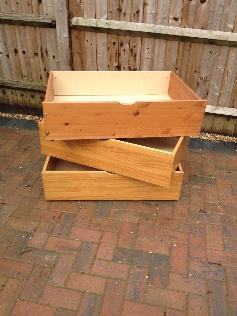 3x Pine Underbed Storage Drawers In Southampton Hampshire