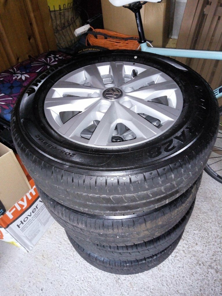 4 x BRAND NEW GENUINE VW CLAYTON TRANSPORTER ALLOY WHEELS AND TYRES
