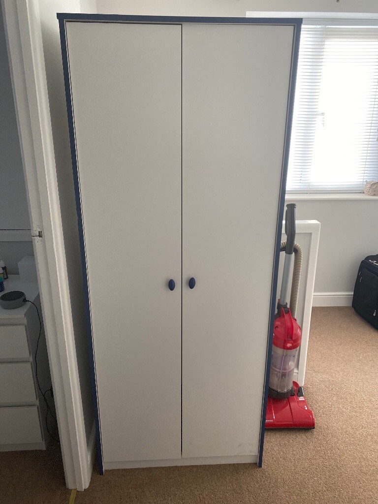 Children S White Blue Wardrobe With Hanging Rail In Coalville