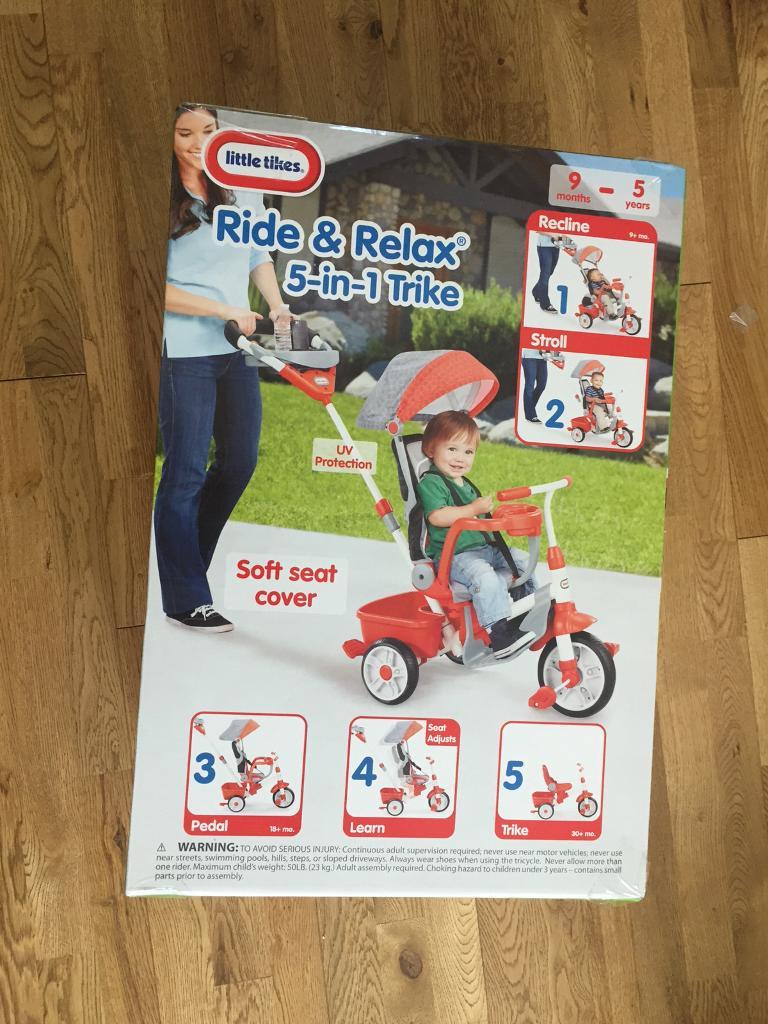 New in Box Little Tikes Deluxe 5in1 Ride and Relax Trike Bike 9