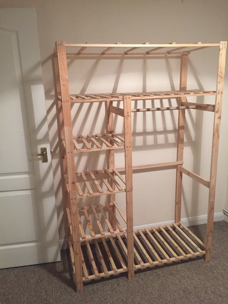 Argos Double Wooden Black Canvas Wardrobe For Sale In Norwich