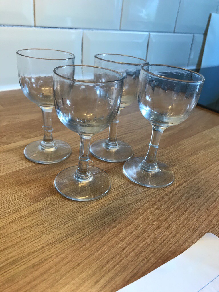 Beautiful Vintage Cut Glass Sherry Glasses (Set of 4) in Killamarsh