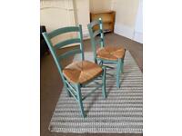 2x Wicker Seat Dining Chairs