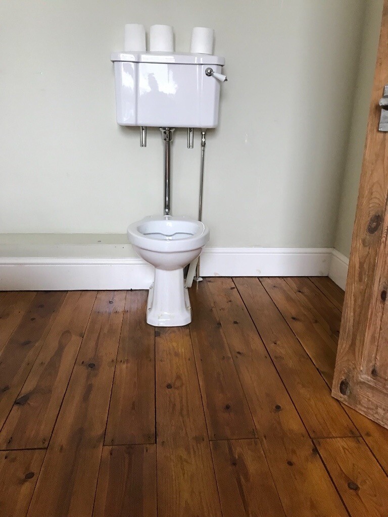 White Porcelain Toilet with higher Victorian style cistern. Perfect