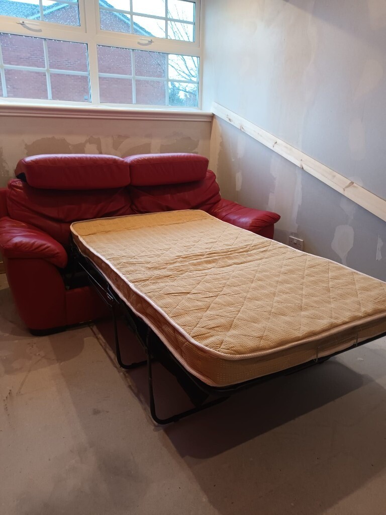 Red Leather Sofa Bed Dfs Baci Living Room