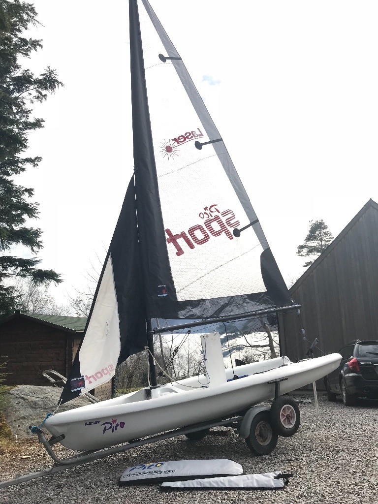 Laser Pico Sailing Dinghy Full package Race Sail, Leisure Sail, launch Trolley, Road Trailer
