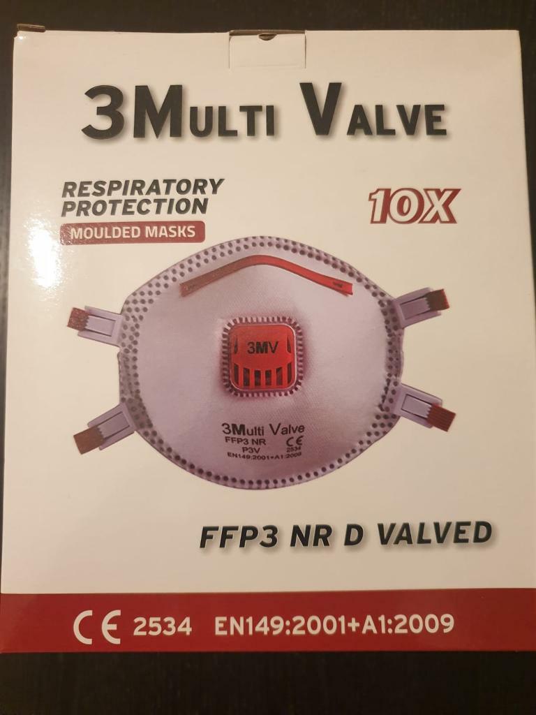 10 x FFP3 VIRUS PROTECTION Multi Valved Face Masks. HSE & CE Approved