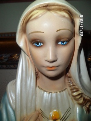 VINTAGE: 1957 MICHIGAN COMPOSITION MADONNA CHALKWARE STATUE BUST TV LAMP