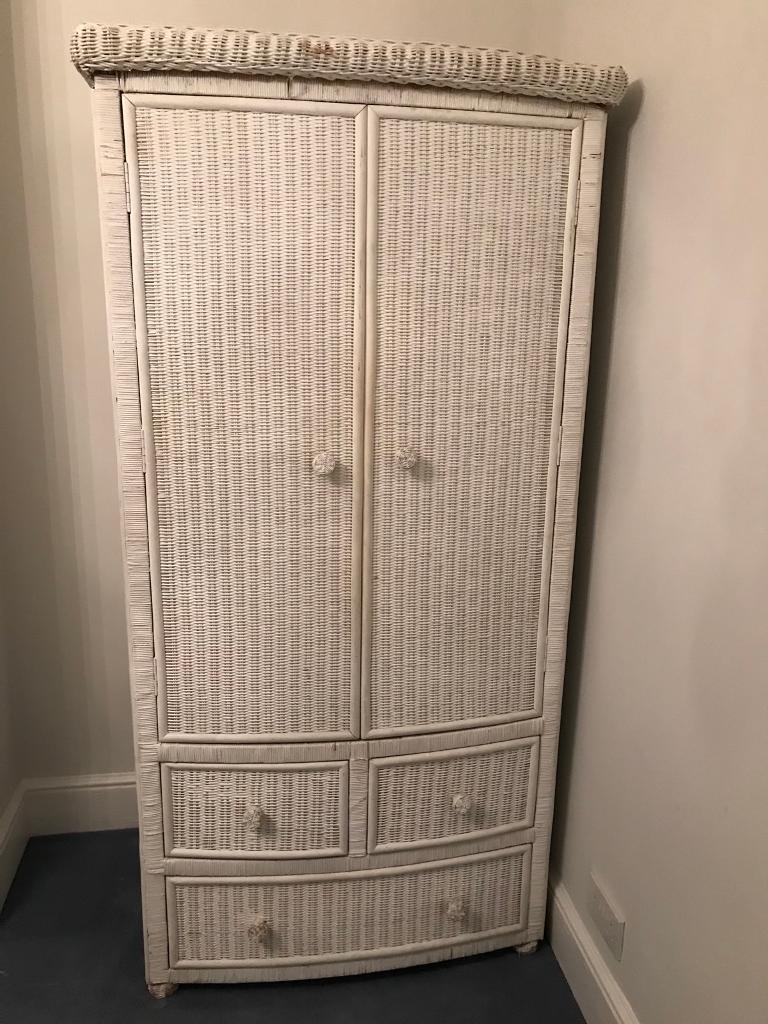 White Wooden Wicker Wardrobe In Orpington London Gumtree