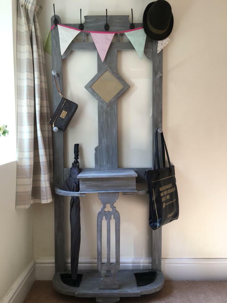  Antique Edwardian oak hall stand coat umbrella hat rack 