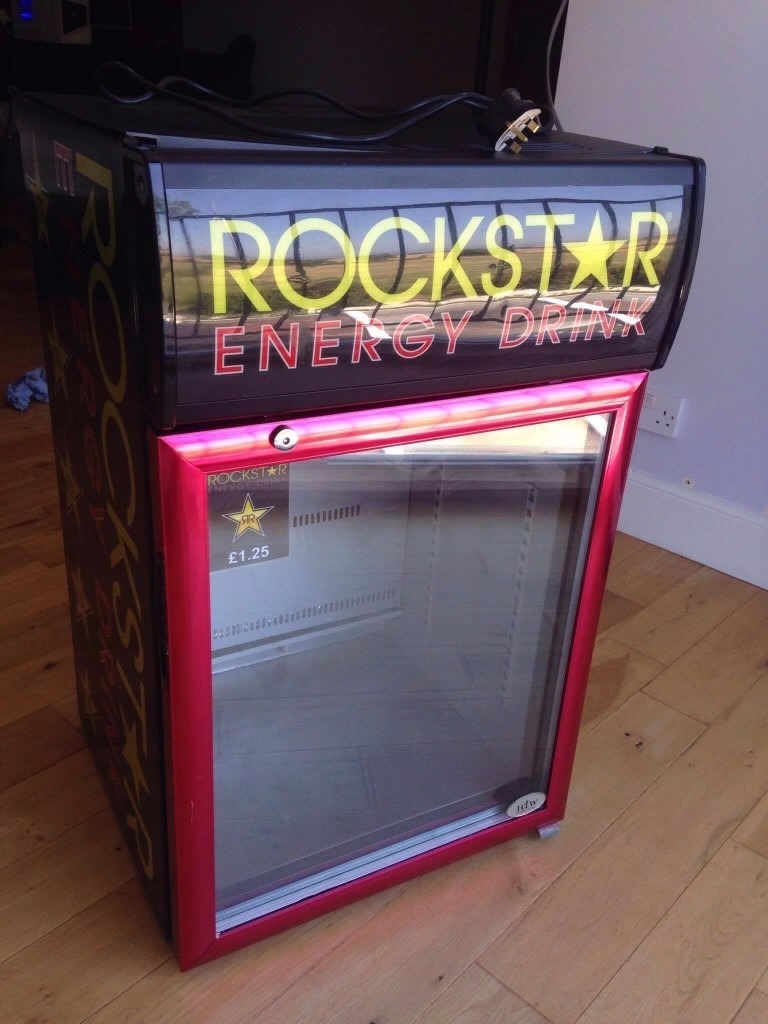 Rockstar Energy Drink Lockable Refrigerator Bar Beer Fridge Quick