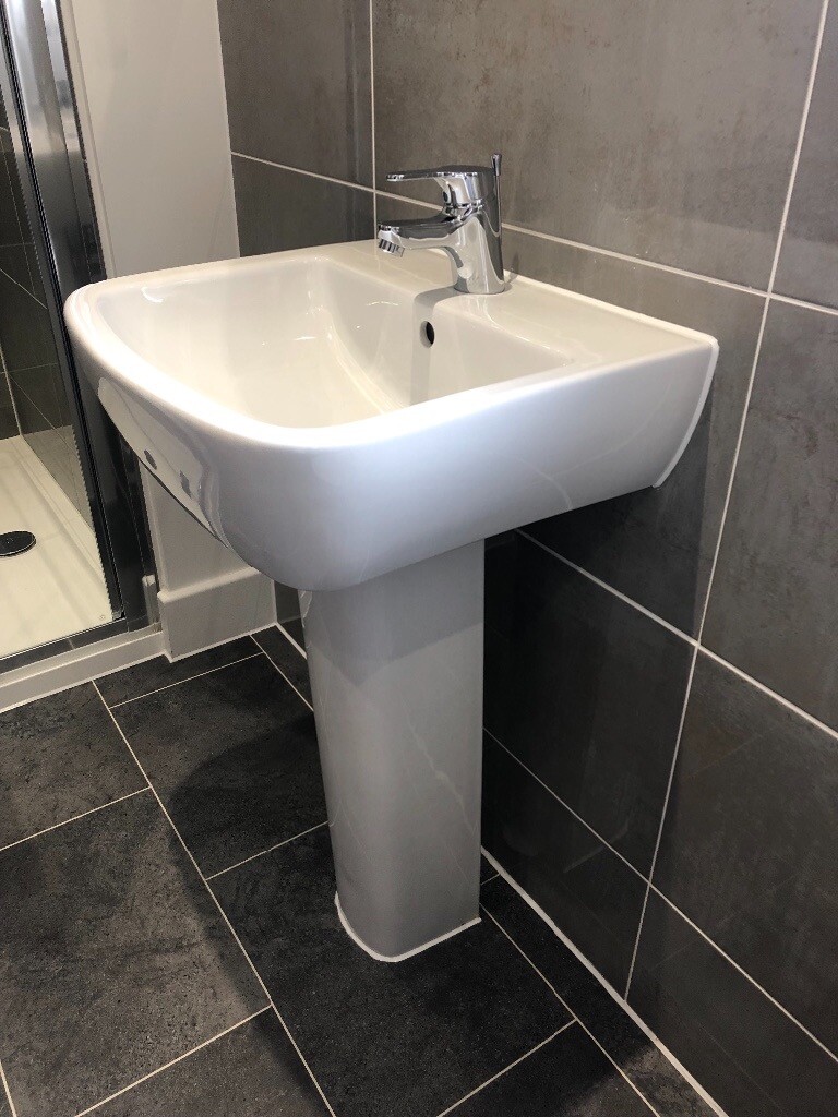 Ideal Standard bathroom pedestal sinks with mono mixer tap in Sutton Coldfield, West Midlands
