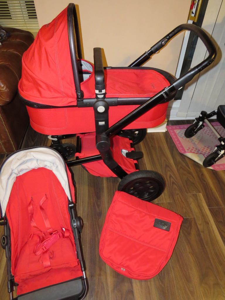 Joolz Day Studio Pram Pushchair Bright Red And Black With footmuff in