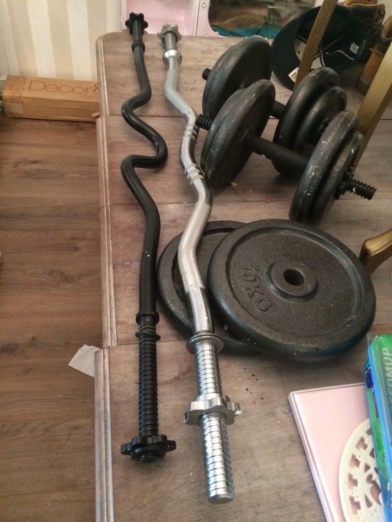 50kg iron weighs 1 standard ez bar & 1 larger Olympic ez bar in Kentish Town, London Gumtree