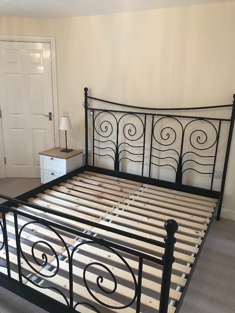 Black metal Ikea superking bed frame in Barrow Upon Soar