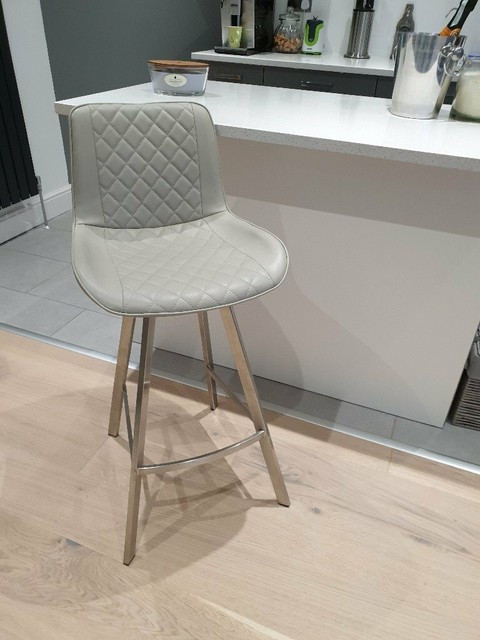 Azure Brushed Steel Stool Grey Bar Stool Breakfast Bar Stool 4