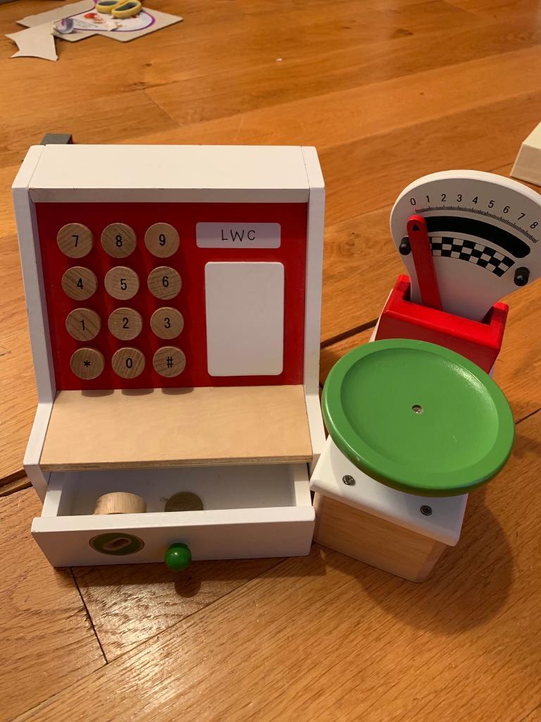 White company wooden cashier and scale in Cambridge, Cambridgeshire
