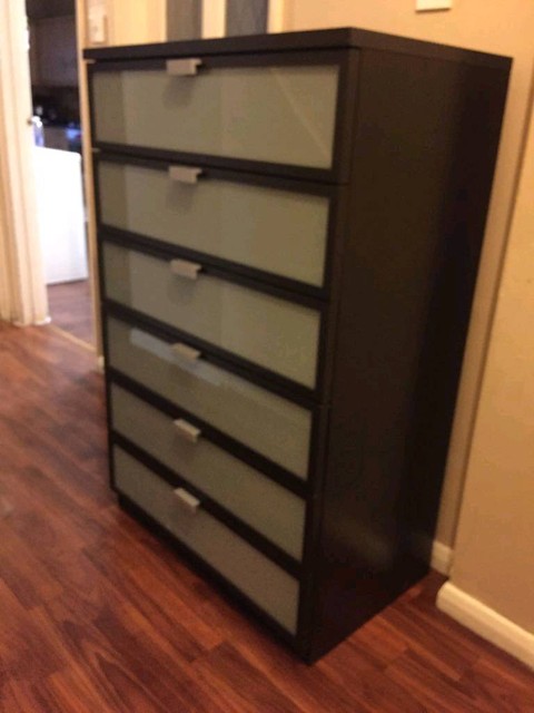 Ikea Hopen Drawers Frosted Glass Dark Brown In Leicester