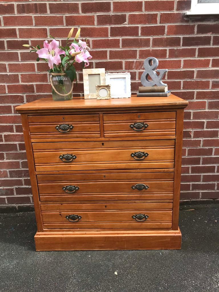 Antique Oak Chest Of Drawers Large Solid Wood George V