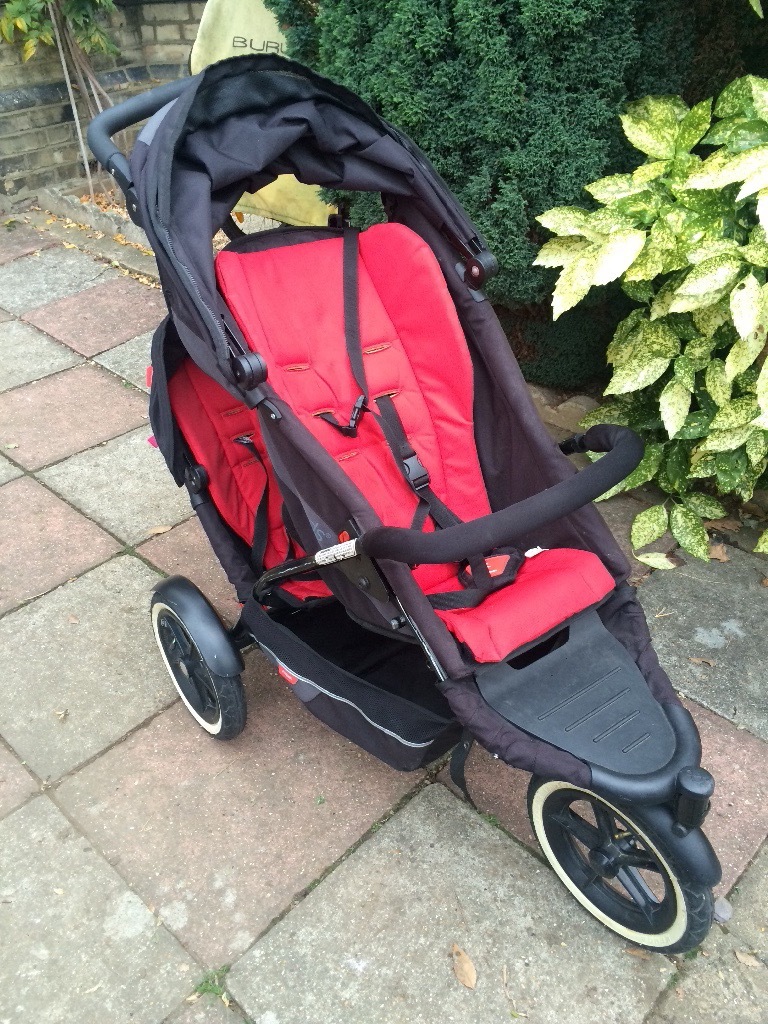 Phil & Teds Explorer double buggy with cocoon and raincover. Red. Good  condition.