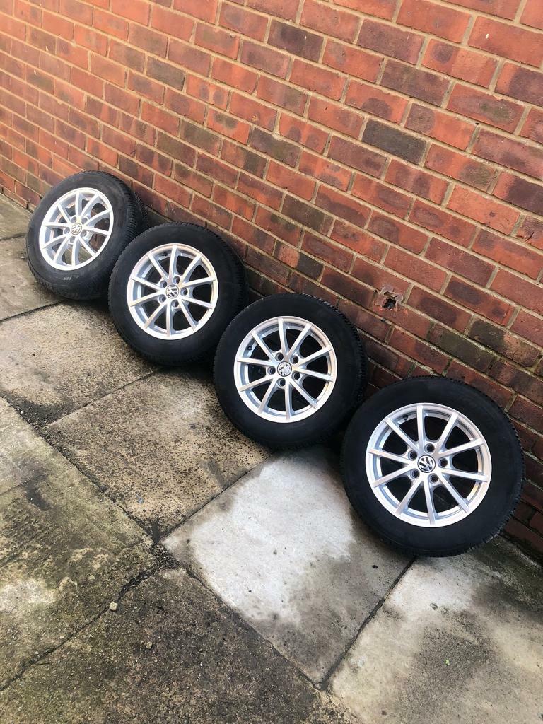 Genuine Vw polo blue motion 14” alloy wheels Michelin cross climate