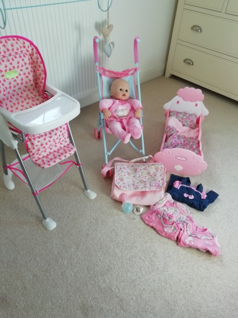 BARGAIN BABY ANNABELL BUNDLE, doll, cot, highchair, buggy&clothes