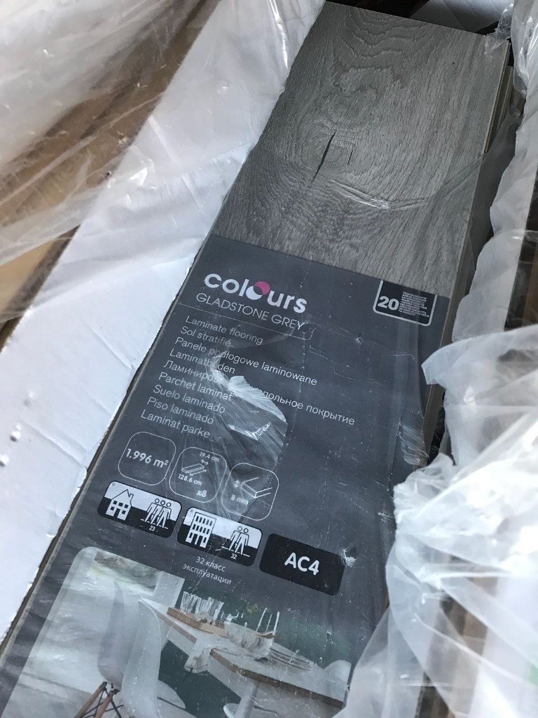 10 Packs of B&Q Gladstone Grey Oak Effect Laminate ...