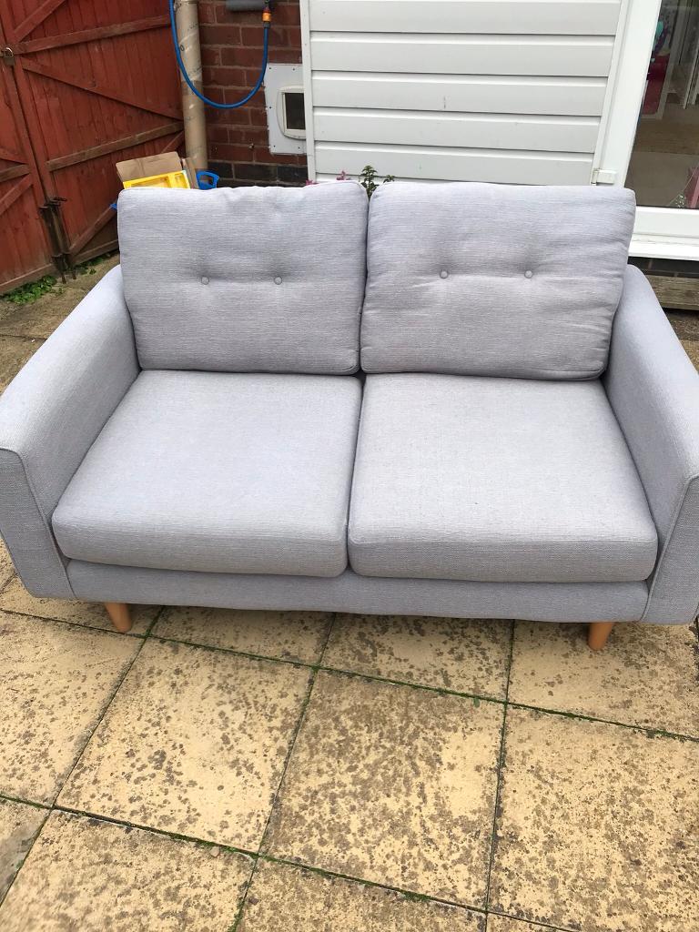 DFS Sofa and arm chair Grey cloth and wooden legs | in ...