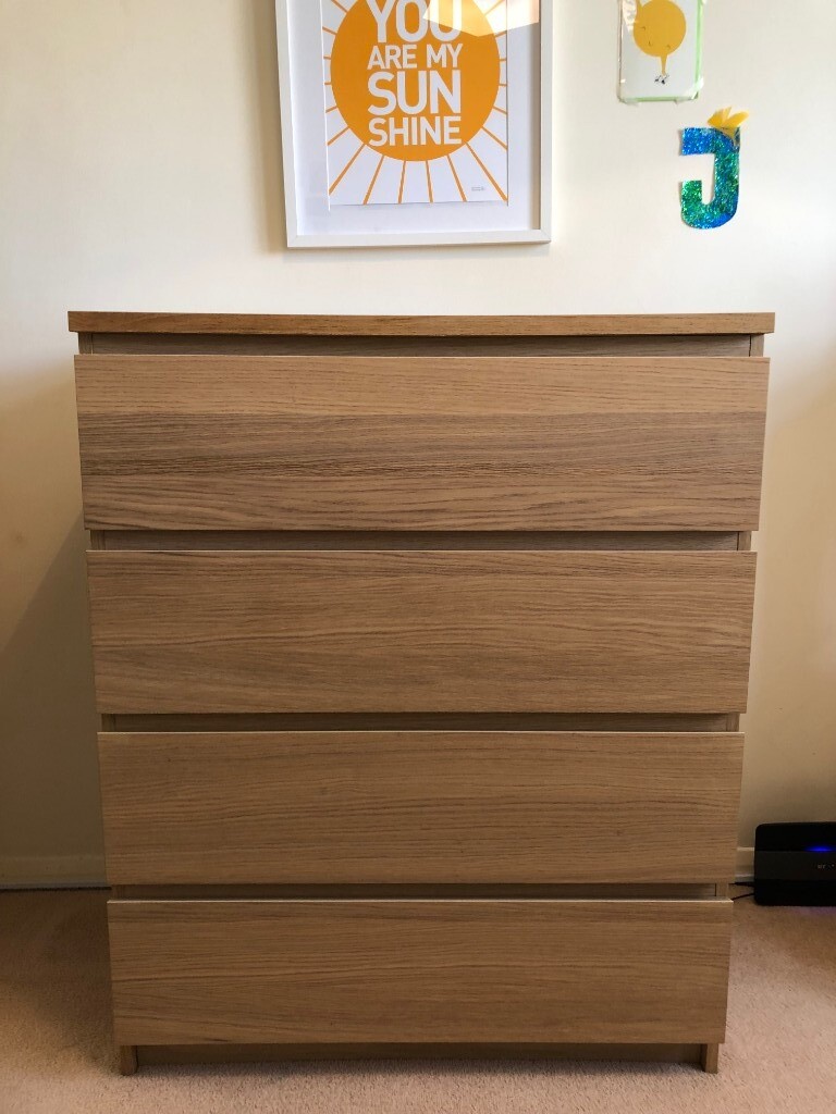 Malm Chest Of 4 Drawers Light Oak Veneer In Kingston London