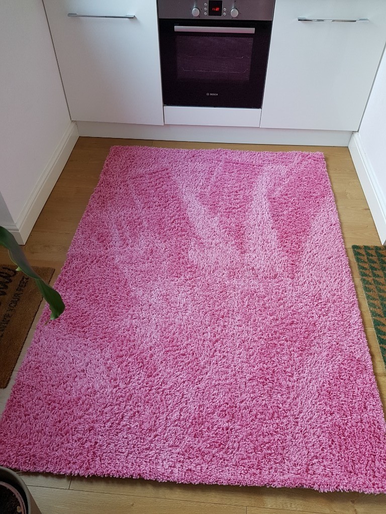 Pink large long pile Ikea rug excellent condition in Sheffield
