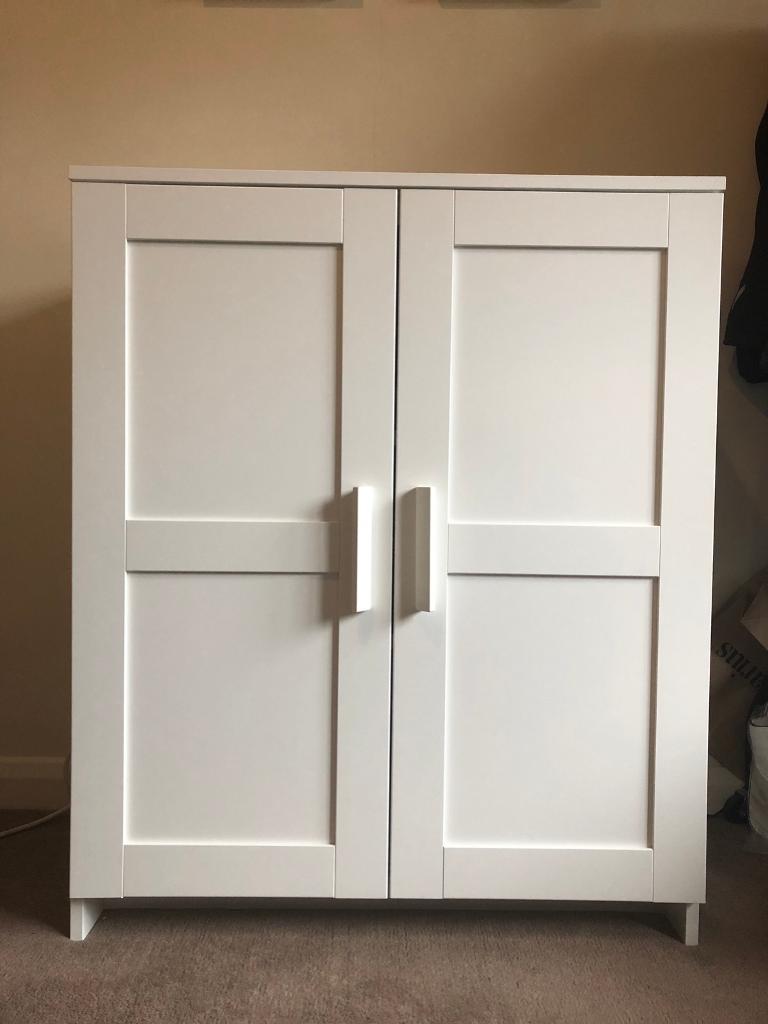 White / Shelving Unit With Doors, Excellent Condition in