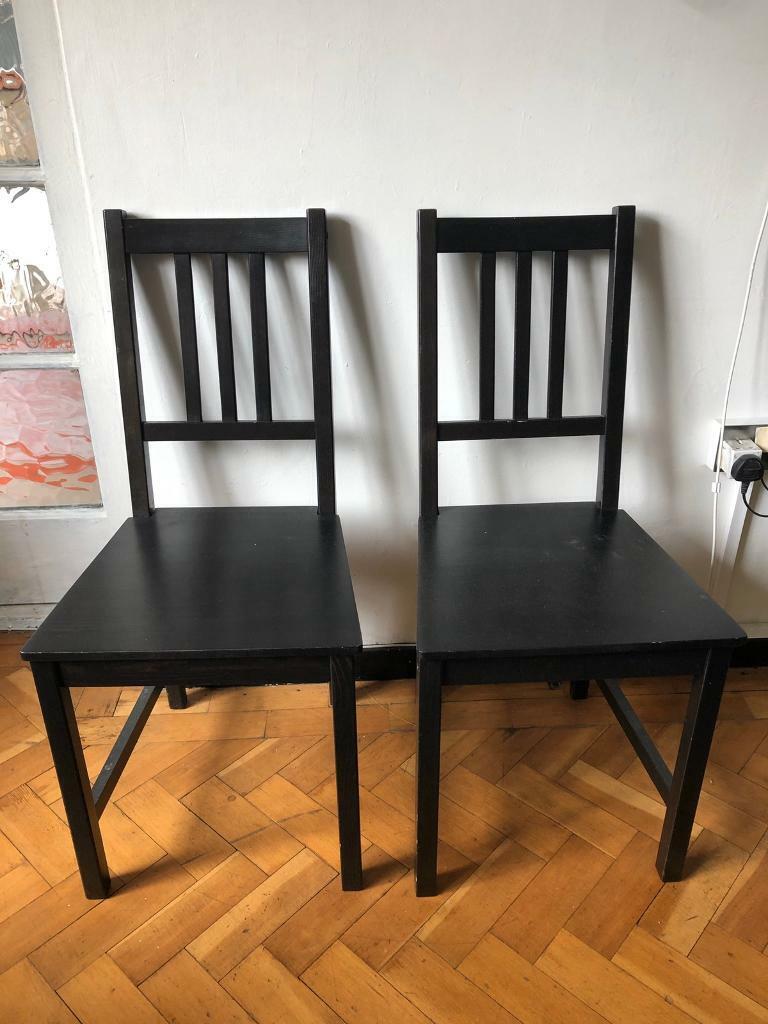 2 black ikea Stefan dining chairs in Shepherds Bush 