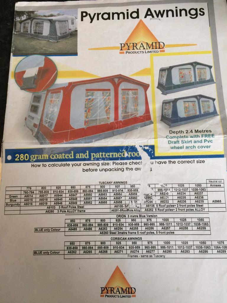 Awning Size Chart